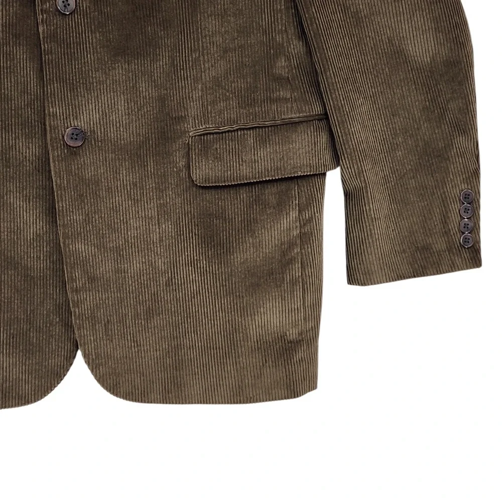 Corduroy Blazer 44R Long Men Brown 2 Button Sport Coat Jacket Meeting Street Dad
